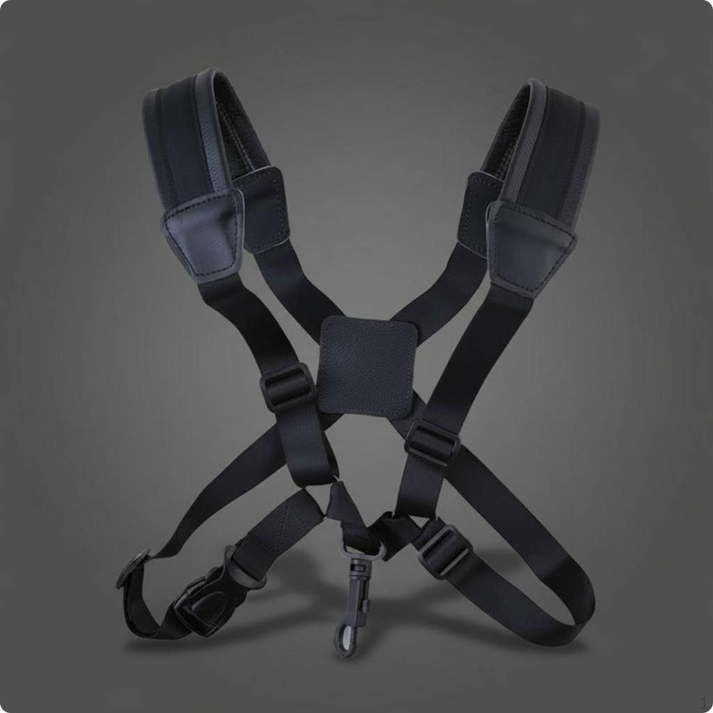 Double Shoulder Sax Strap Leather Trim Harness with Hook Customizable Sizing Saxophone