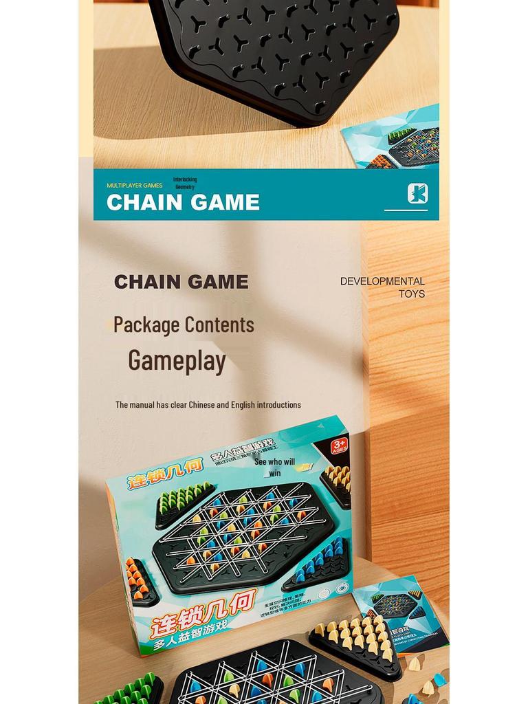 Children's Chain Tic-Tac-Toe Interactive Rubber Band Game: Two-Player Strategy and Thinking Toy