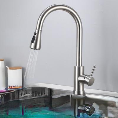 Pulling Kitchen Faucet with Cold Hot Adjustment Stainless Steel for Easy Cleaning Telescopic Rotatable Multifunctional Faucet