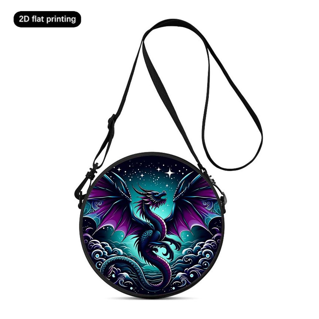 Dinosaur Print Round Shoulder Bag Casual Messenger Bag for Woman Best Gifts 2D Flat Casual Daily Crossbody Bag