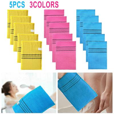 5 Pièces Gant de Bain Exfoliant 14*18.5cm Gant de Toilette Exfoliant pour le Corps Portable Pour Adultes Rugueux Accessoire de Salle de Bain