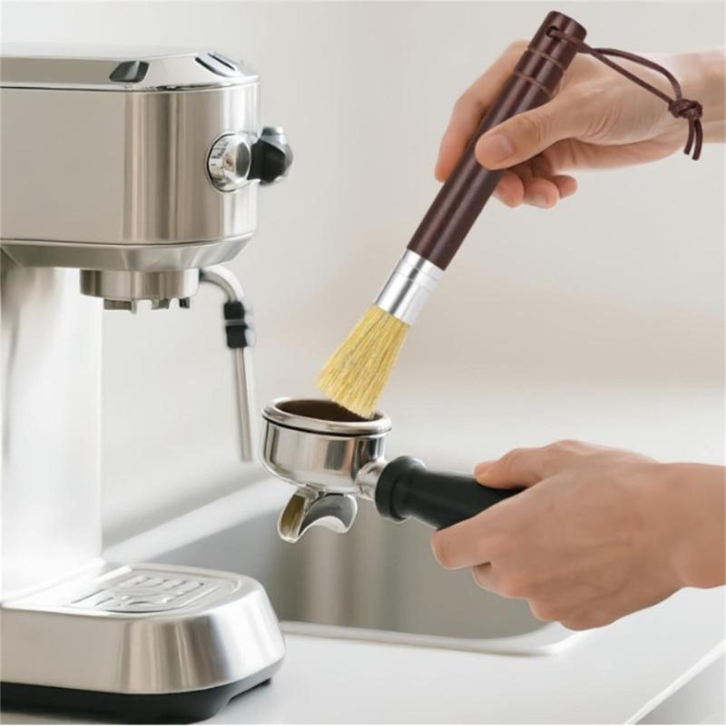 Wooden Handle Cleaning Tool Set For Coffee Grinders Espresso Machine Natural Bristles Cleaner Brush Baristas Accessories