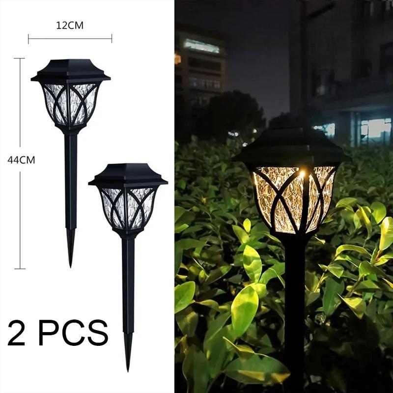 2pcs/Lot Led Solar Lawn Lights Outdoor Waterproof Warm Light Garden Decoration Lamp For Walkway Path Villa Yard Driveway
