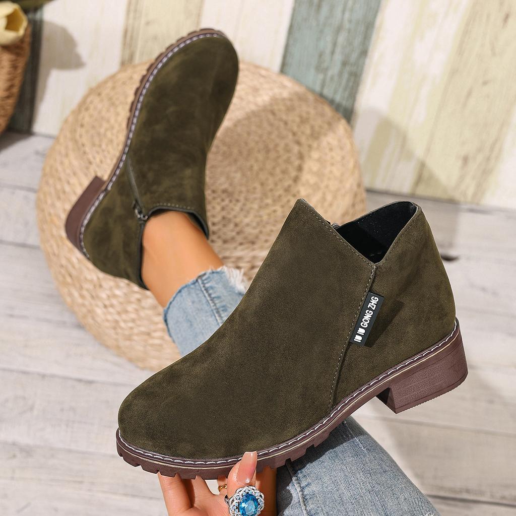 Women's Boots Thick Sole Ankle Boots Fashion Comfortable Snow Boots for Women Side Zipper Short Boot Plus Size Platform Shoes