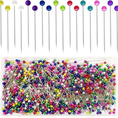600PCS/BOX Multicolor Quilting Pins Round Head Professional Straight Pins DIY Straight Push Corsage Stick Pin Dressmaking