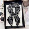Minimal Striped Small Square Scarf Women'S Spring And Summer Simulation Silk Scarf Foreign Style Neck Protection Scarf Headband Headscarf
