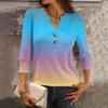 women's loose 7,inch sleeve top with gradient print