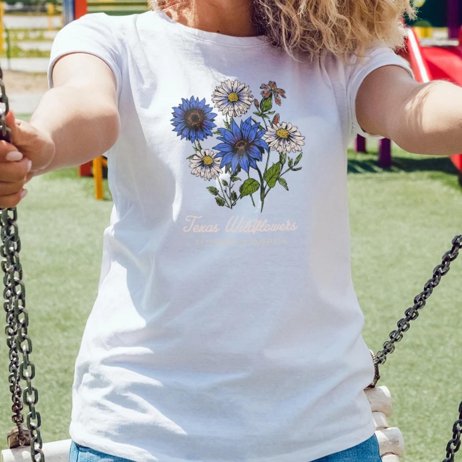 

Casual White Floral Print Letter Graphic Spring Summer 2025 New Fashion Trend Women s T-Shirt XXXXXL білий