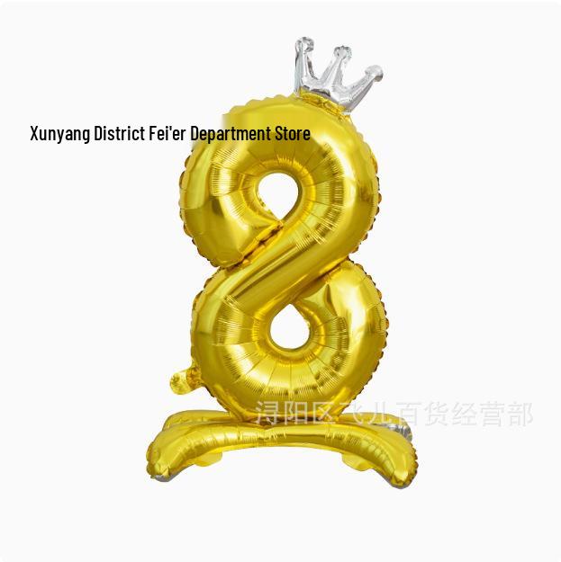 32-Inch Ins Style Digital Standing Crown Base Foil Balloon for Children's First Birthday