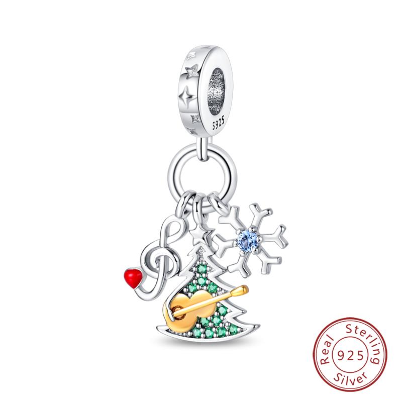 Original Copper Charms Beads Winter Snowflake Snowman Igloo Penguin Pendant Fit Bracelet Women Jewelry Gift