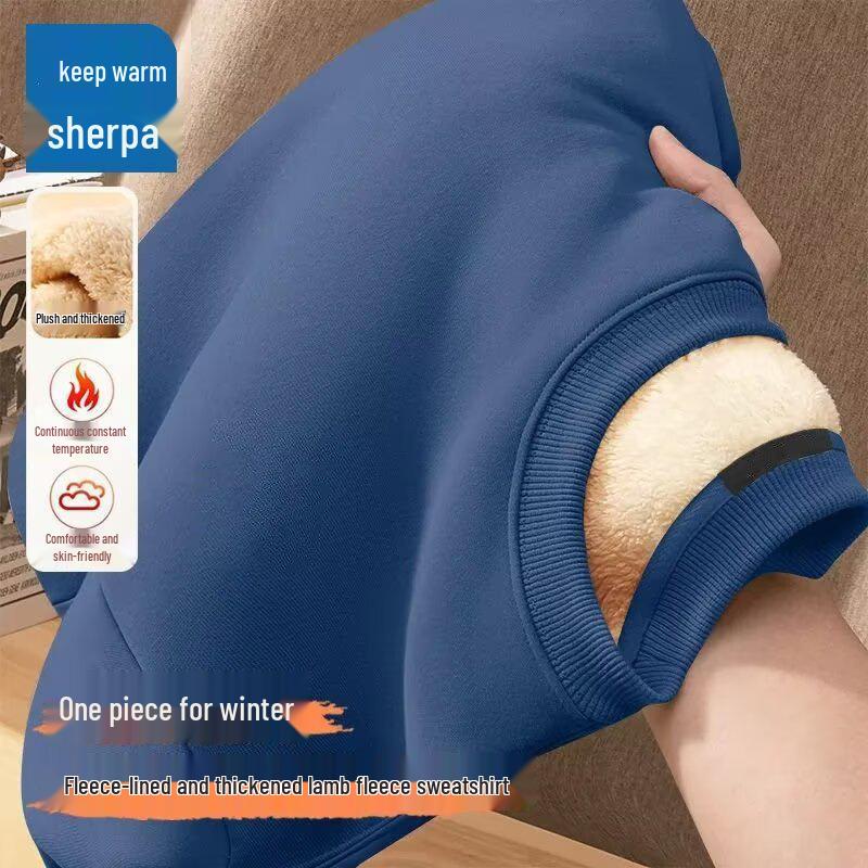 

Men s Plus Velvet Thick Warm Base Layer Sweatshirt - 2025 Autumn/Winter Collection, Large Size, Solid Color. L