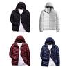 Winter Men Coat Ultra Lightweight Hood Solid Color Thin Cotton Padded Zipper