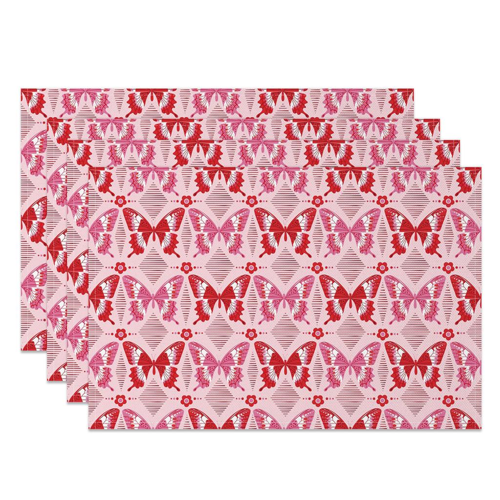 Bohemian Table Mats Artistic Ethnic Print Placemats Geometric Wave Abstract Patterns Waterproof 4pc Linen Dining Kitchen Decor