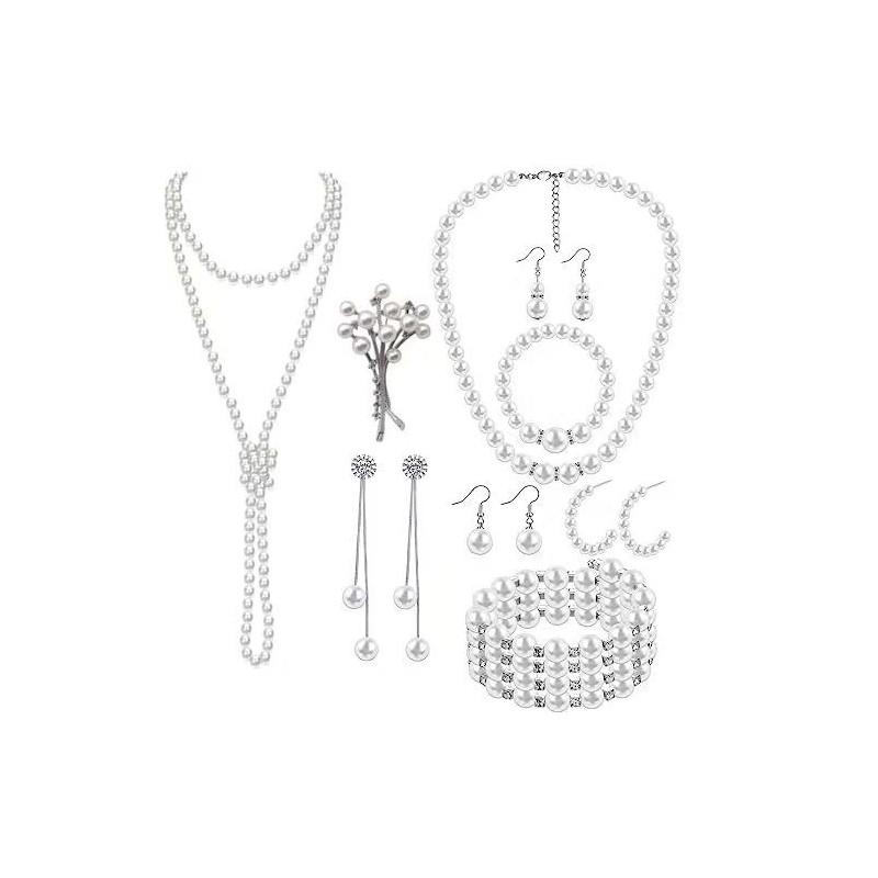 Set Collana e Orecchini Geometrici con Perle per Feste in Lega con Galvanica