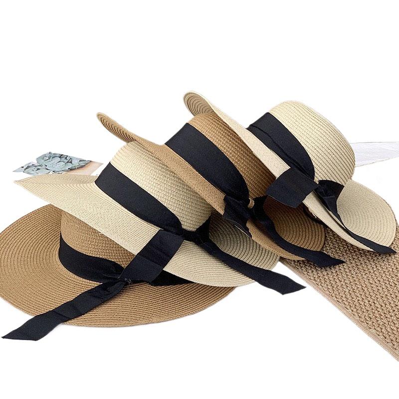 Summer Straw Hat Big Wide Brim Foldable Beach Floppy Sun Block UV Protection Ladies Outdoor Travel Straw Hat