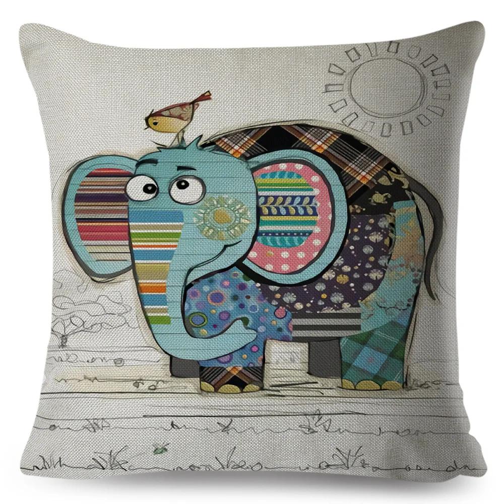 Nordic Style Cartoon Monkey Dog Cat Rabbit Cushion Cover Decor Children Drawing Animal Pillow Case for Sofa Home Car Pillowcase