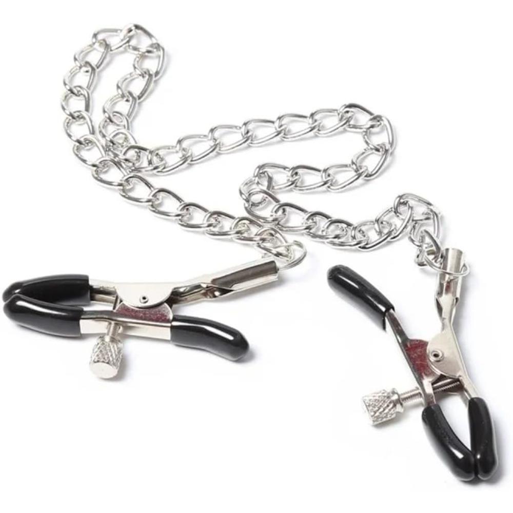 Adjustable Metal Nipple Clamps Clip Breast Flirting Stimulation Nipple Chain for Couples BDSM Sex Game Play for Women Sex Toys