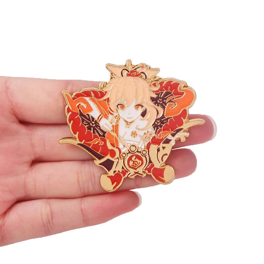 Genshin Impact Enamel Pin Brooch Naganohara Yoimiya Manyo Kamisato Ayaka Gan Yu Medal Brooch Game Fans Collect Badge Jewelry