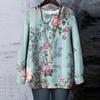 Women's Floral Print Round Neck Long Sleeved T-shirt Sweatshirt Top