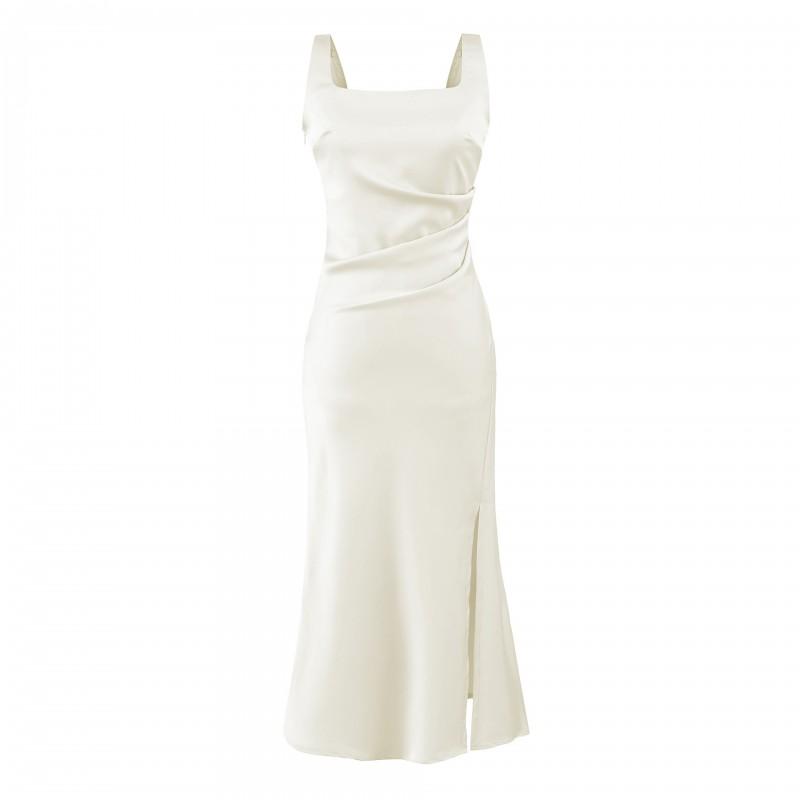 Damen Satinschlaf-Maxikleid Unifarben Elegant Pendlerstil Figurbetont 2026