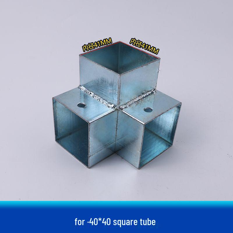 Galvanized Steel Wrought Iron Connector: Two/Three-Way Swivel Right Angle for Square Tubes.