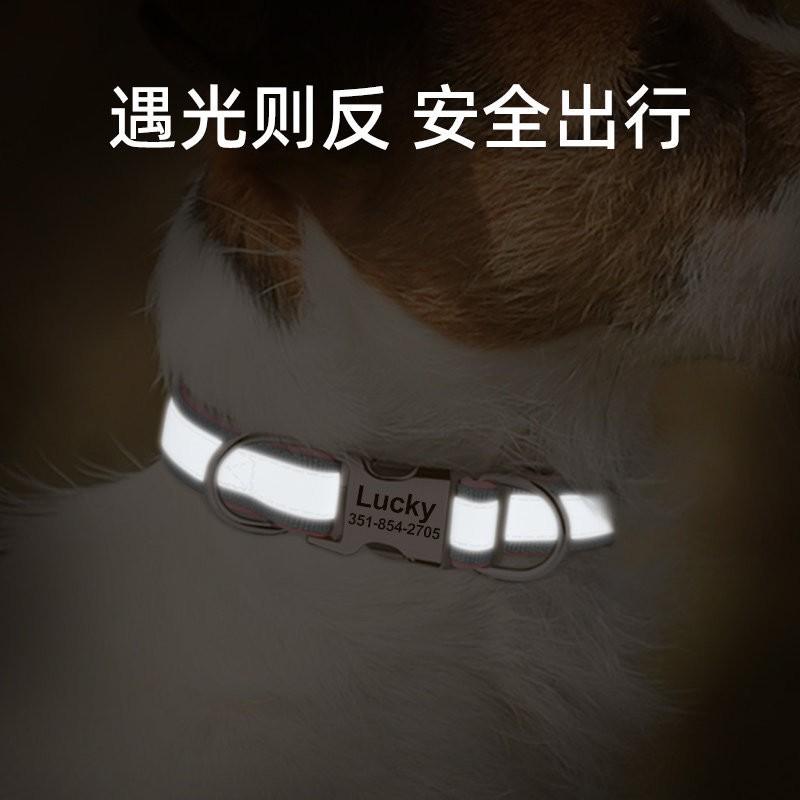Reflective Dog Collar Small Medium Dogs Adjustable Non-Choke Pet Neck Strap With Engraving Option