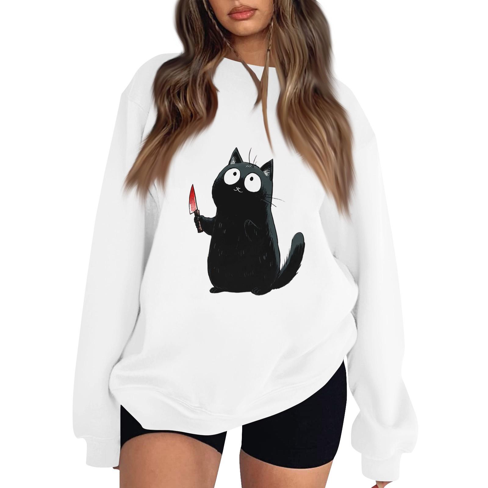 

Жіночий пуловер зі спущеним плечем, спортивний світшот з принтом на Хелловін M білий