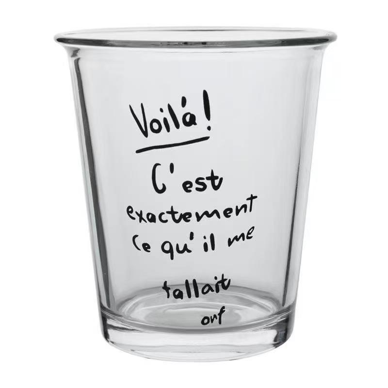 Short Flip-top Cup, Transparent Thickened Glass Letter Milk Cup, Office Beverage, Iced American Coffee Cup