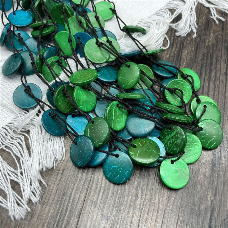 Retro style Necklace Bohemian Wood Beach Necklace Women Long Anti-Allergy Ornament
