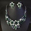 Neues Wunderschönes Blaues Blumen Funkelndes Halsketten Ohrringe Stereo Schmuck Damen Kleiderdekoration Hochzeit Feiertag Ball Geschenk M-897