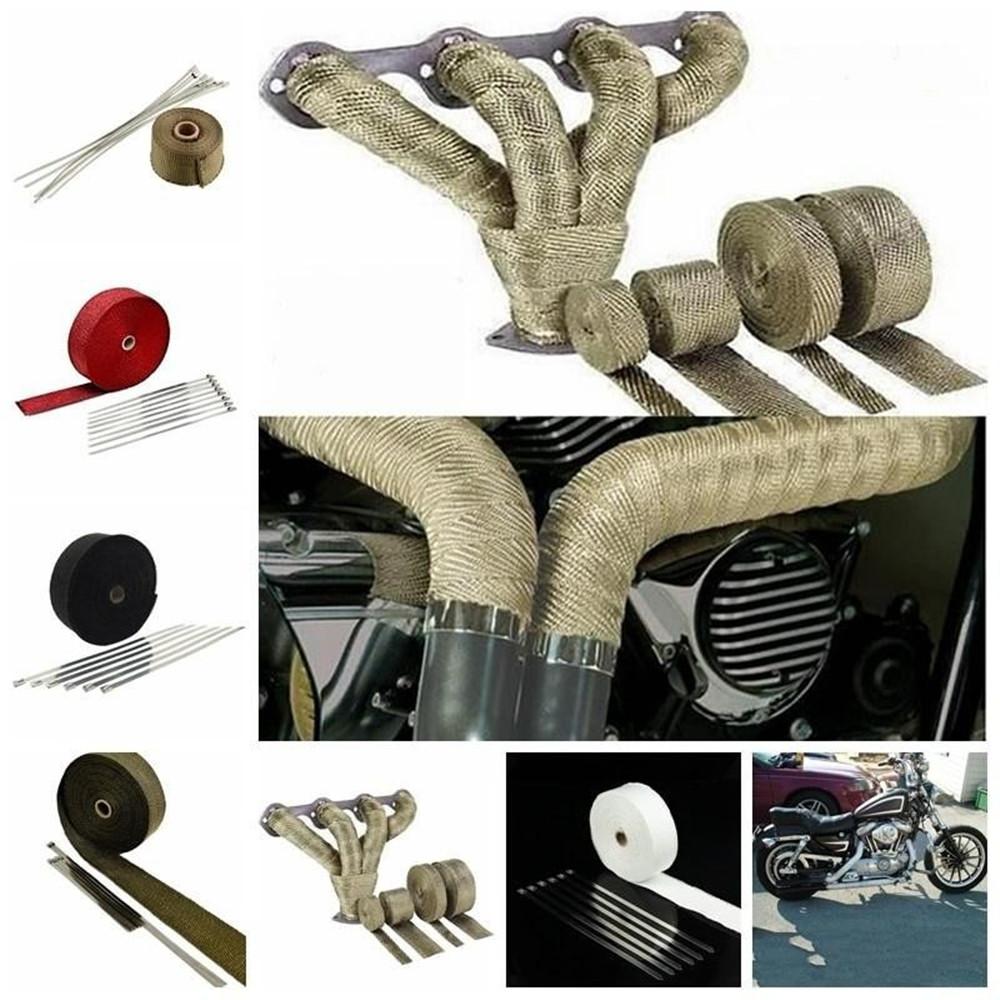 Cinta Aislante de Fibra de Vidrio para Tubo de Escape de Coche, Cinta Aislante Térmica para Automóviles, Rollo de Alta Temperatura, Escudo Térmico, 5 Metros