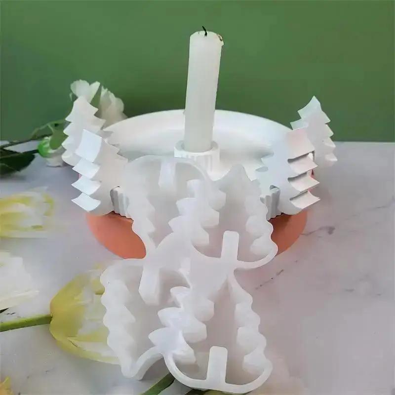 Christmas Tree Handmade Creative Candlestick Silicone Mold DIY Aromath Candle Molds Plaster Resin Candle Holder Making Tools