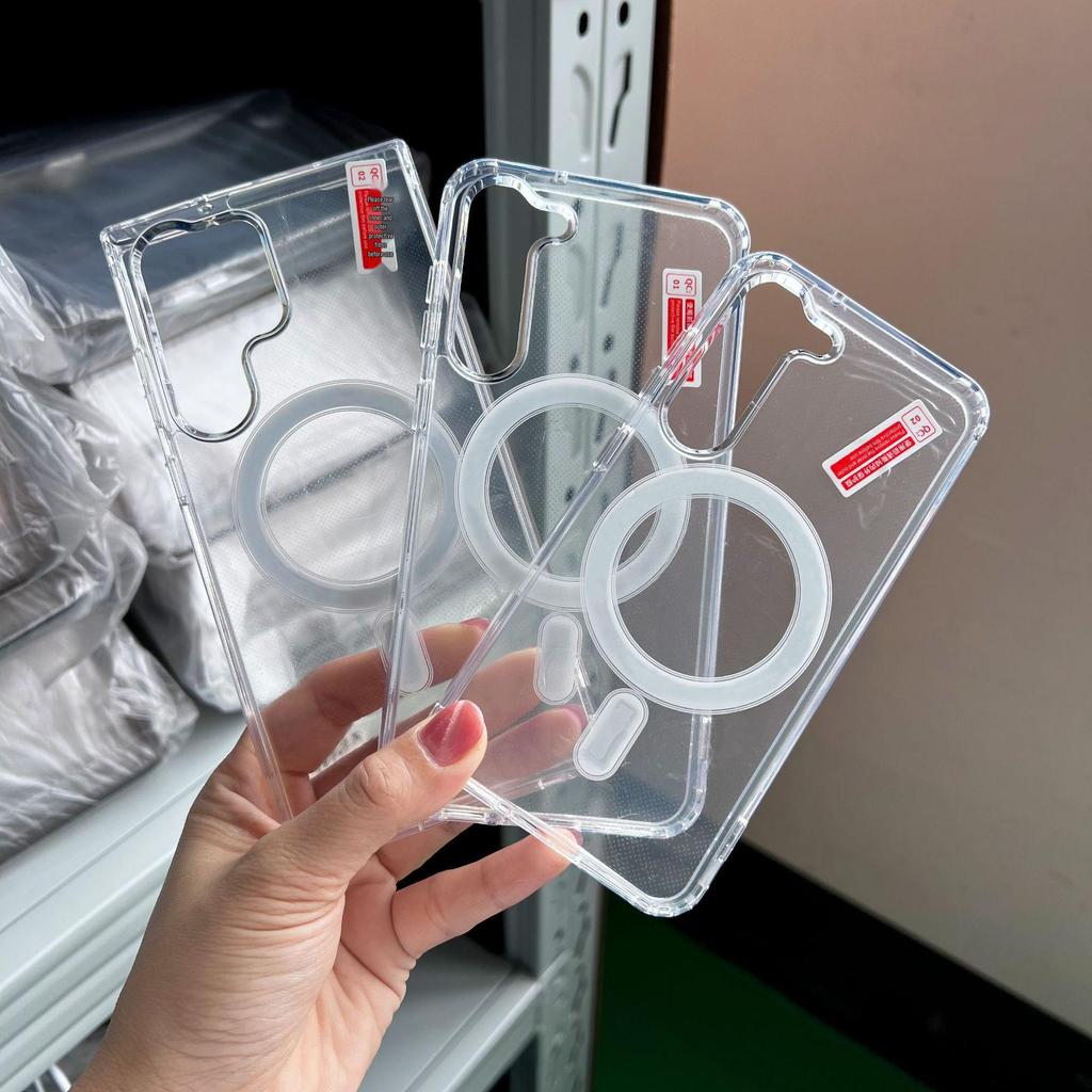 MagSafe-kompatible transparente Acrylhülle für Samsung S25/S22 Ultra - Sturzsicheres Design mit großem Kameraausschnitt