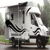 Black Wave Stripe Decals Vinyl Stickers For RV Camper Trailer Van Both Body Side