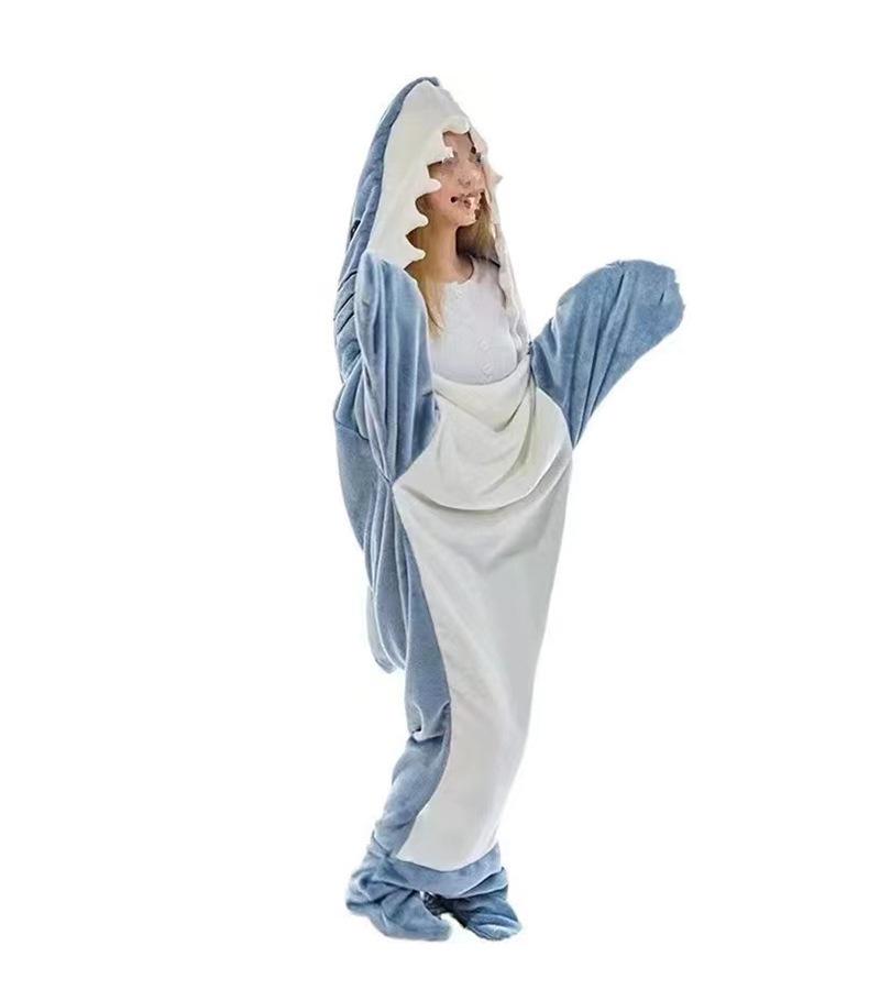 Shark Flannel Onesie Pajamas - Warm, Anti-Kick, Casual Sleep Quilt