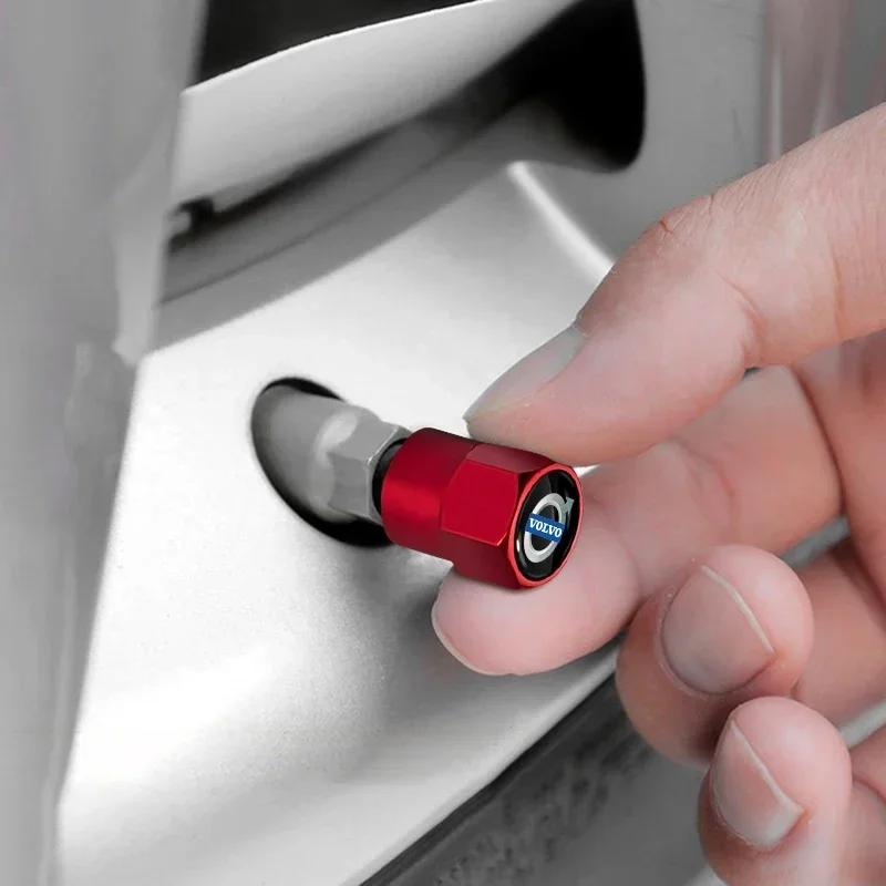 nwvfk6 4Pcs Car Valve Caps Wheel Tires Air Tyre Stem Protective Cover For Volvo XC90 XC60 D5 D2 S90 S80 S70 T5 T6 T8 V40 V60 V50 D6