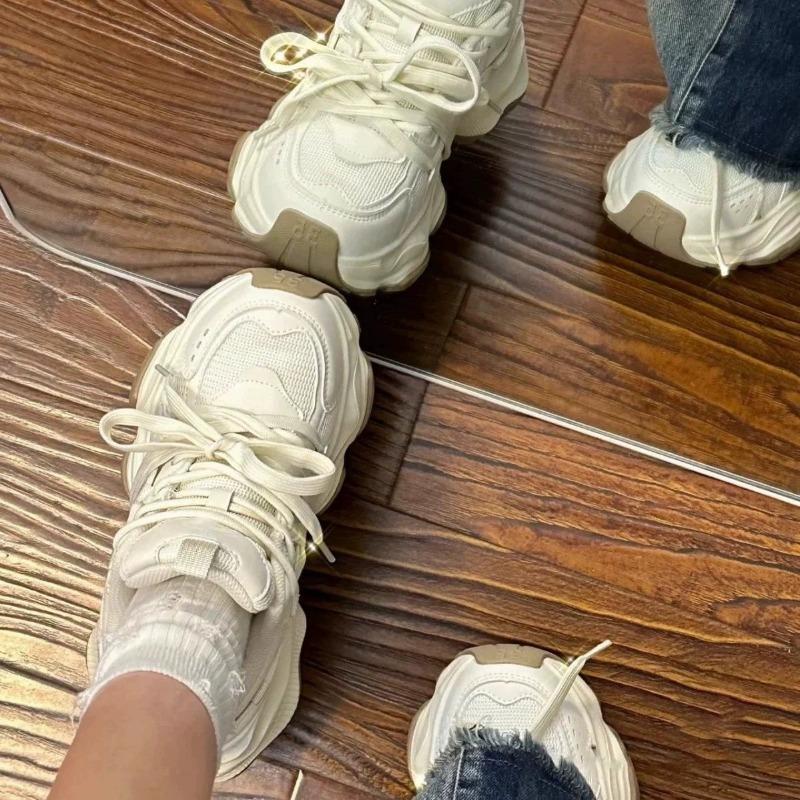 Nové dámské tenisky na silné podrážce, prodyšné a všestranné, ležérní sportovní obuv