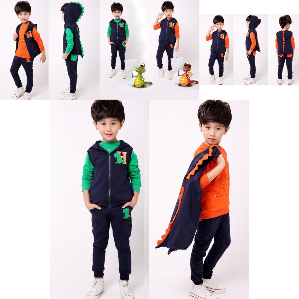 Cute 3pcs Kid Baby Dinosaurs Cotton Autumn Clothe Xmas Gift