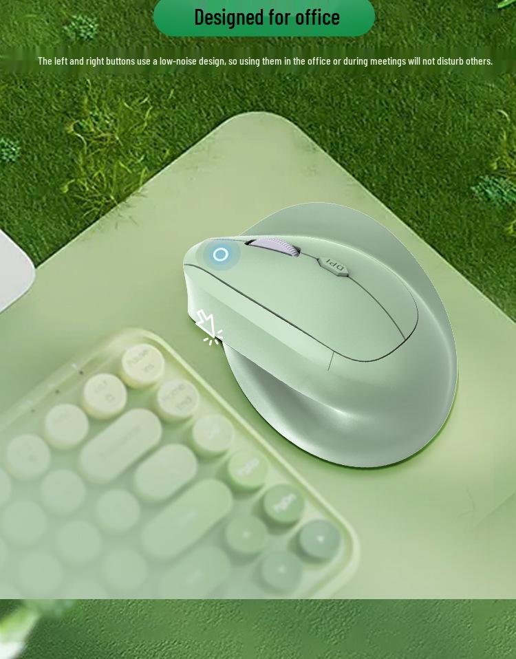 Ergonomic Wireless Bluetooth Dual-Mode Silent Vertical Mouse with Comfortable Grip for Convenient Office Use