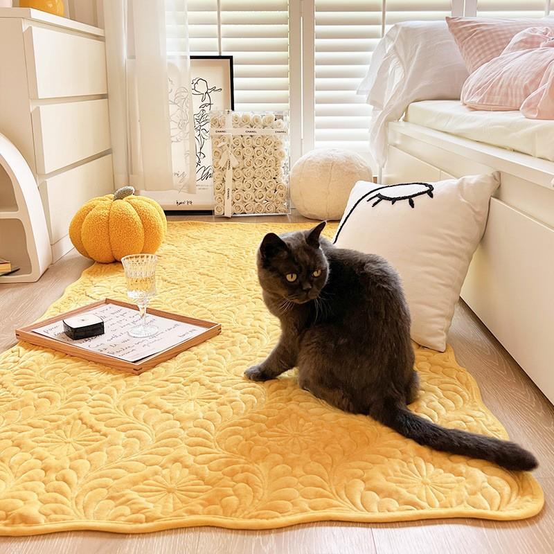 Simple Flannel Winter Thickened Bedroom Mattress Tatami Plush Floor Mat Coffee Table Mat Machine Washable