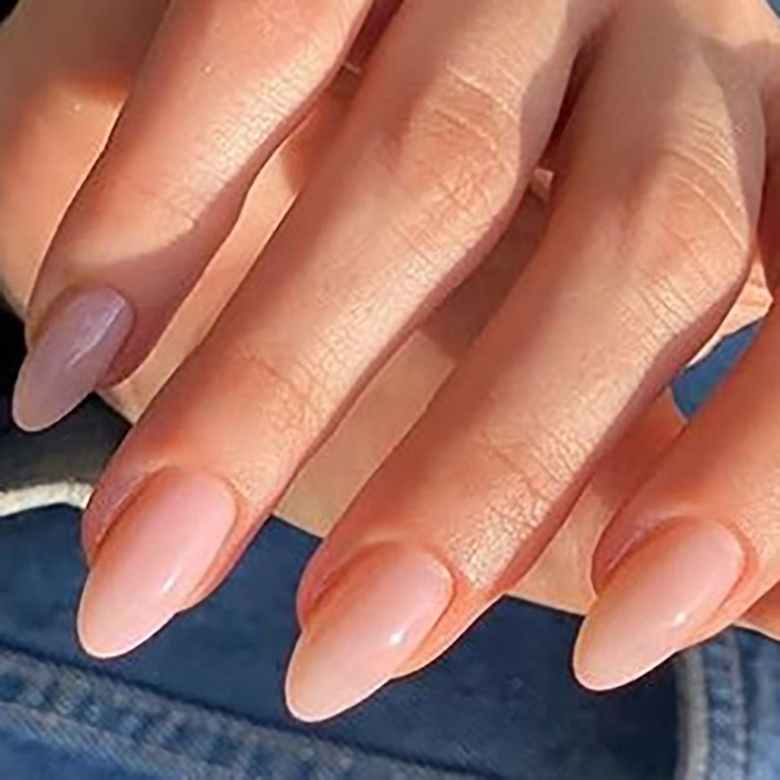 

24 шт. накладные ногти Nude Press On, миндалевидной формы, однотонные акриловые ногти, глянцевые, с полным покрытием, накладные ногти