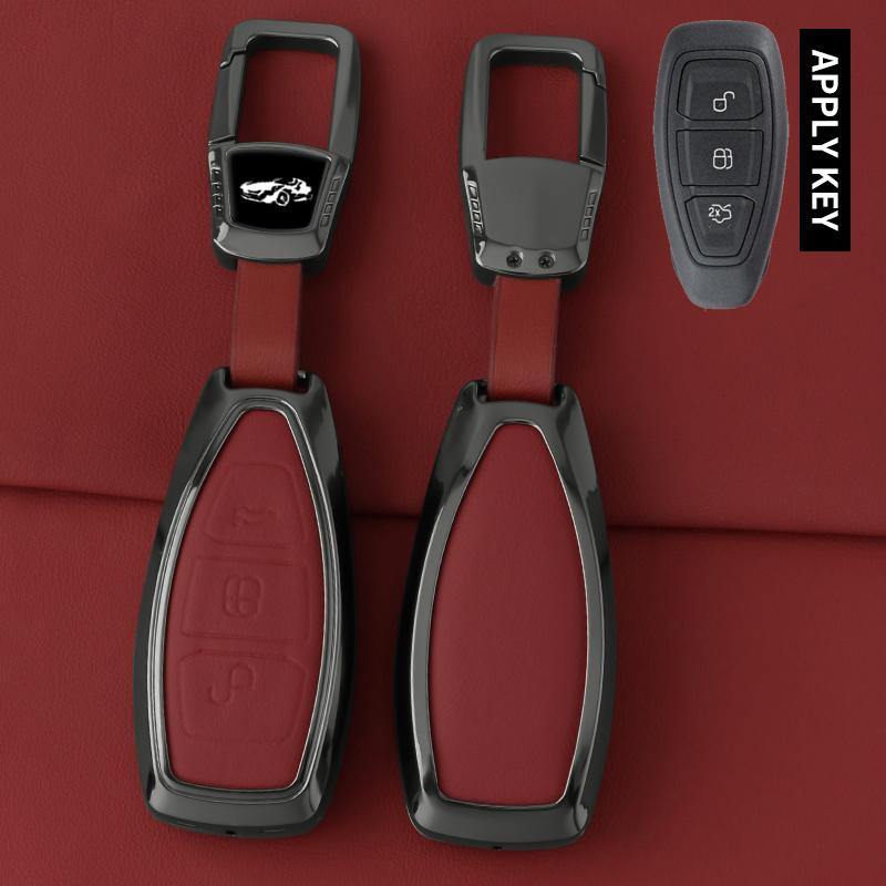 Zinc Alloy Leather Car Key Case For Ford Focus 3 4 St Mondeo Mk3 Mk4 Fiesta Fusion Kuga 2013 2014 Car Key Fob