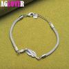 925 Sterling Silber Netzschlangen-Herz-Kettenarmband-Schmuck