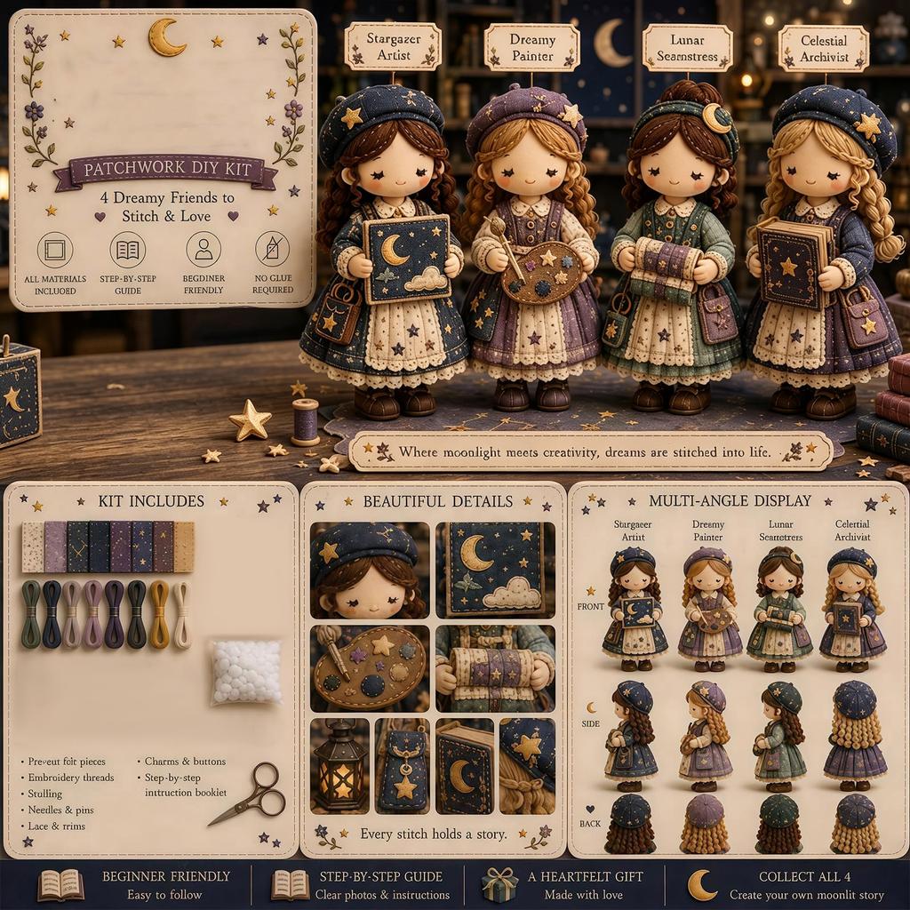 Kit Bambola Patchwork Fai da Te per Bambine Set da Cucito Creativo
