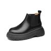 Cigarette boots women's autumn and winter new soft leather platform short boots velvet Chelsea boots British Martin boots