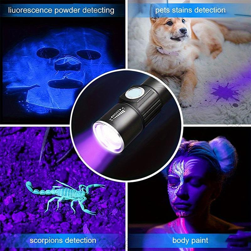 Mini Uv Flashlight 365Nm Fluorescent Jade Money Detector Usb Charging Ultraviolet Blacklight 600Mah For Dog Cat Urine Pet Stains