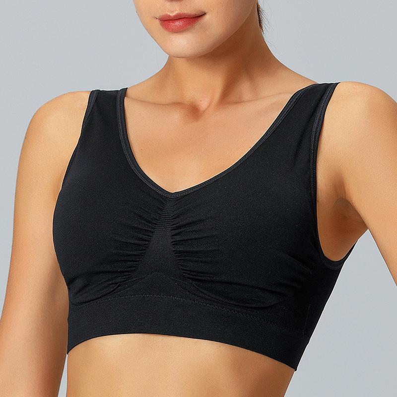 M-3XL Women's Sports Bra Plus Size Wireless Tank Tops Double Layer Seamless Yoga Adjustment Underwear