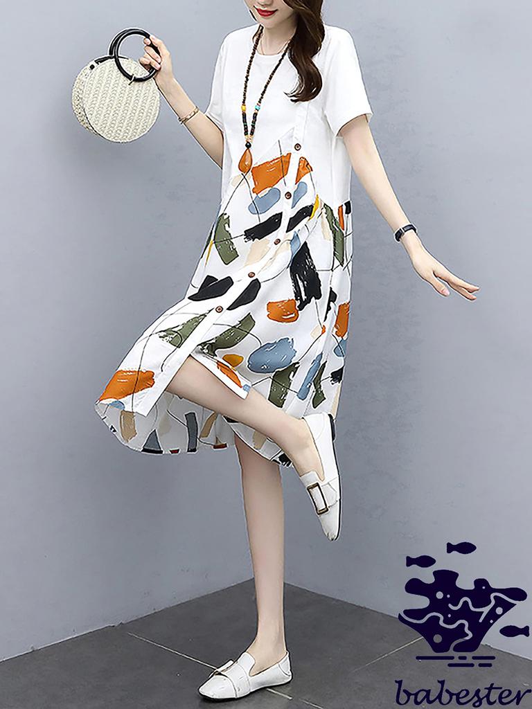 Babestar Casual Maternity Summer Short Loose Refreshing Summer Slimming Perfect for One Size Fits Women's Dress, Sleeve, Fit, Mid-Length Sleeves,