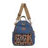Vintage Color Block Backpack Ethnic Embroidery Shoulder Bag Large Capacity Backpack