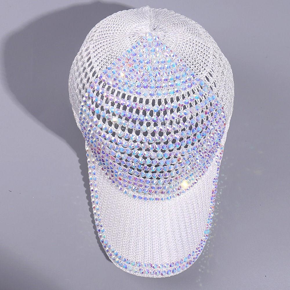 Mesh Rhinestone Baseball Cap Breathable Duck Tongue Hat Hip Hop Woman Shiny Cap  Leisure Activities